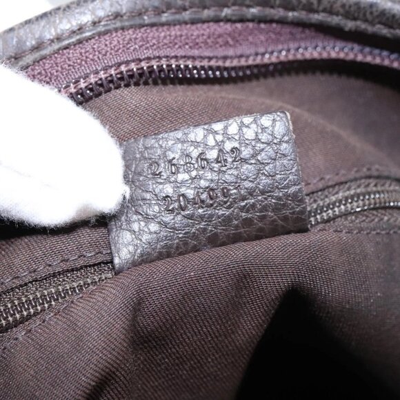 GUCCI GG Canvas Abbey Shoulder Bag Outlet Dark Brown Silver 268642 Auth bs20652 - Picture 11 of 16